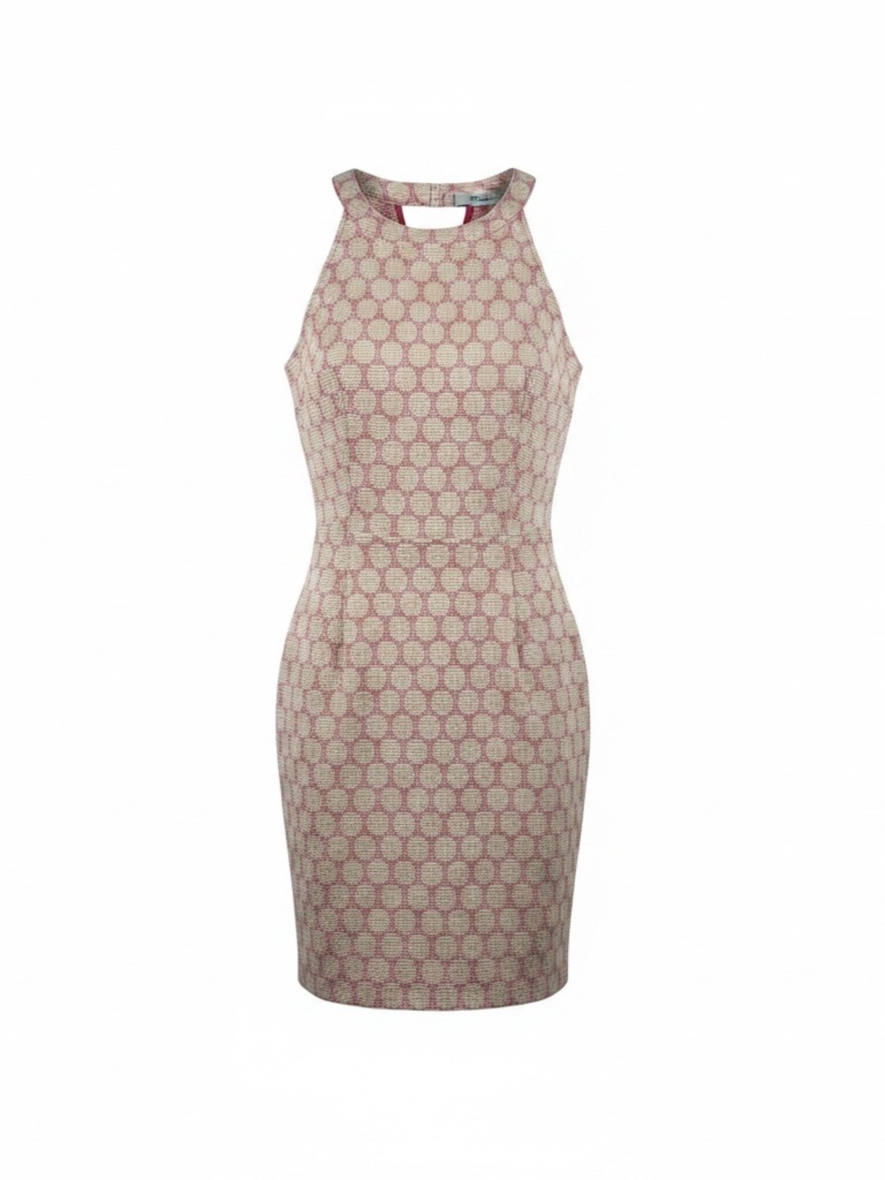 Skies Are Blue Pink & Cream Textured Sleeveless Midi Dress